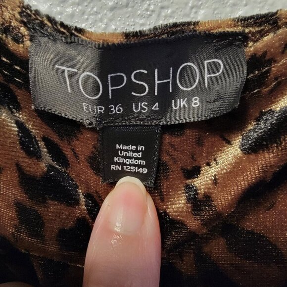 TOPSHOP Animal Print Cheetah Leopard Velvet Bodysuit Size 4 - Picture 8 of 11